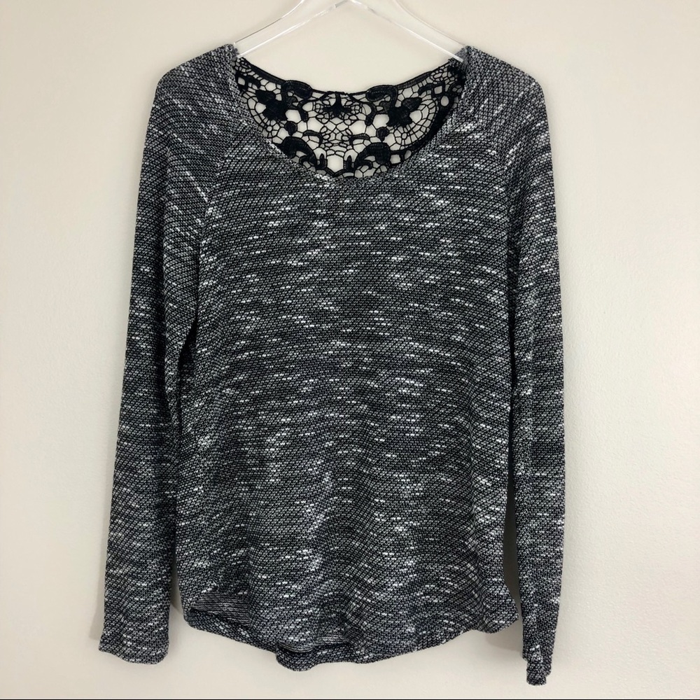 Fylo | Black and White Crochet Knit Sweater